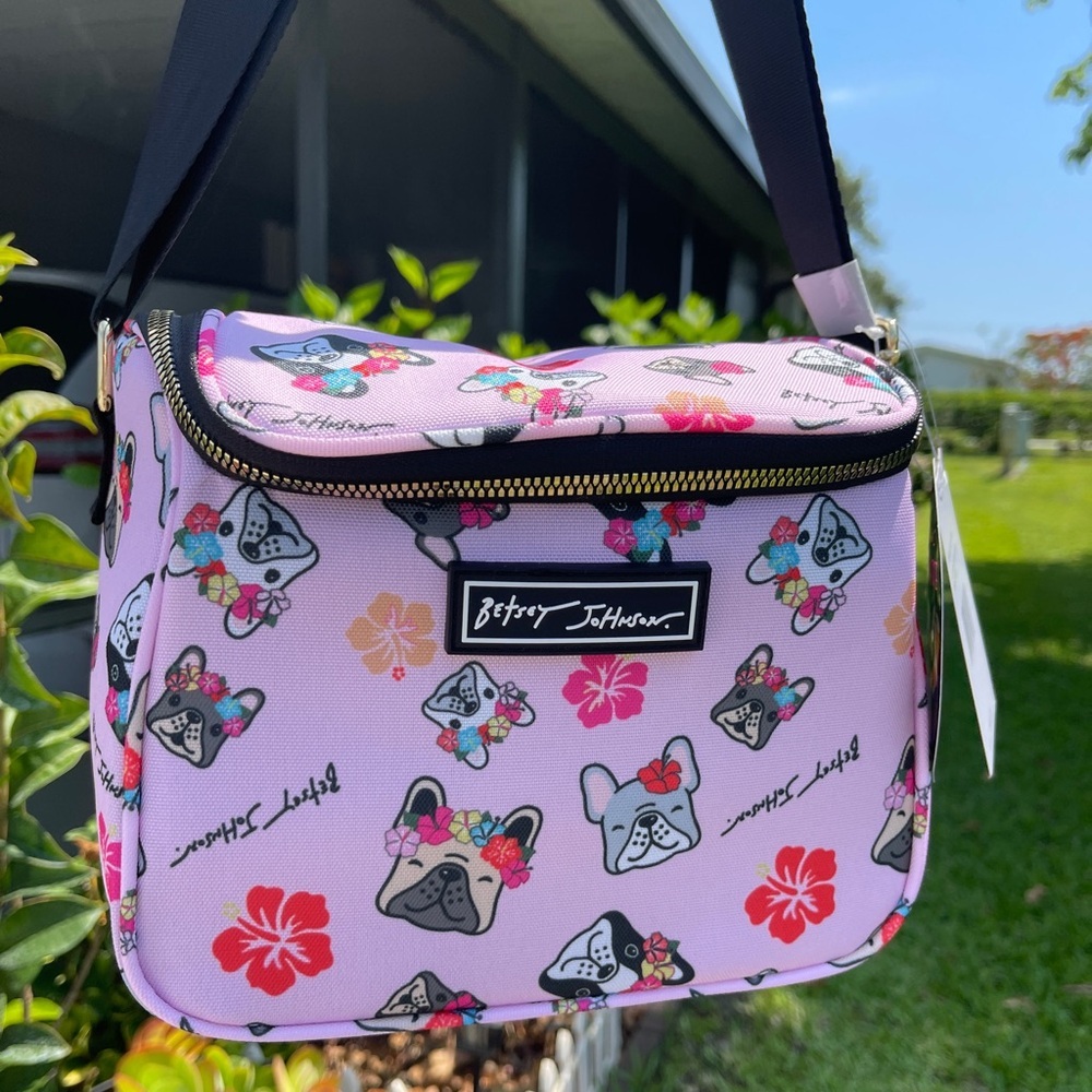 BETSEY JOHNSON Insulated Cube Lunch Tote In Flower Crown Pups - Picture 6 of 13